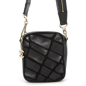 Chanel shoulder bag, Coco Mark, leather, black, handbag, women's, CHANEL